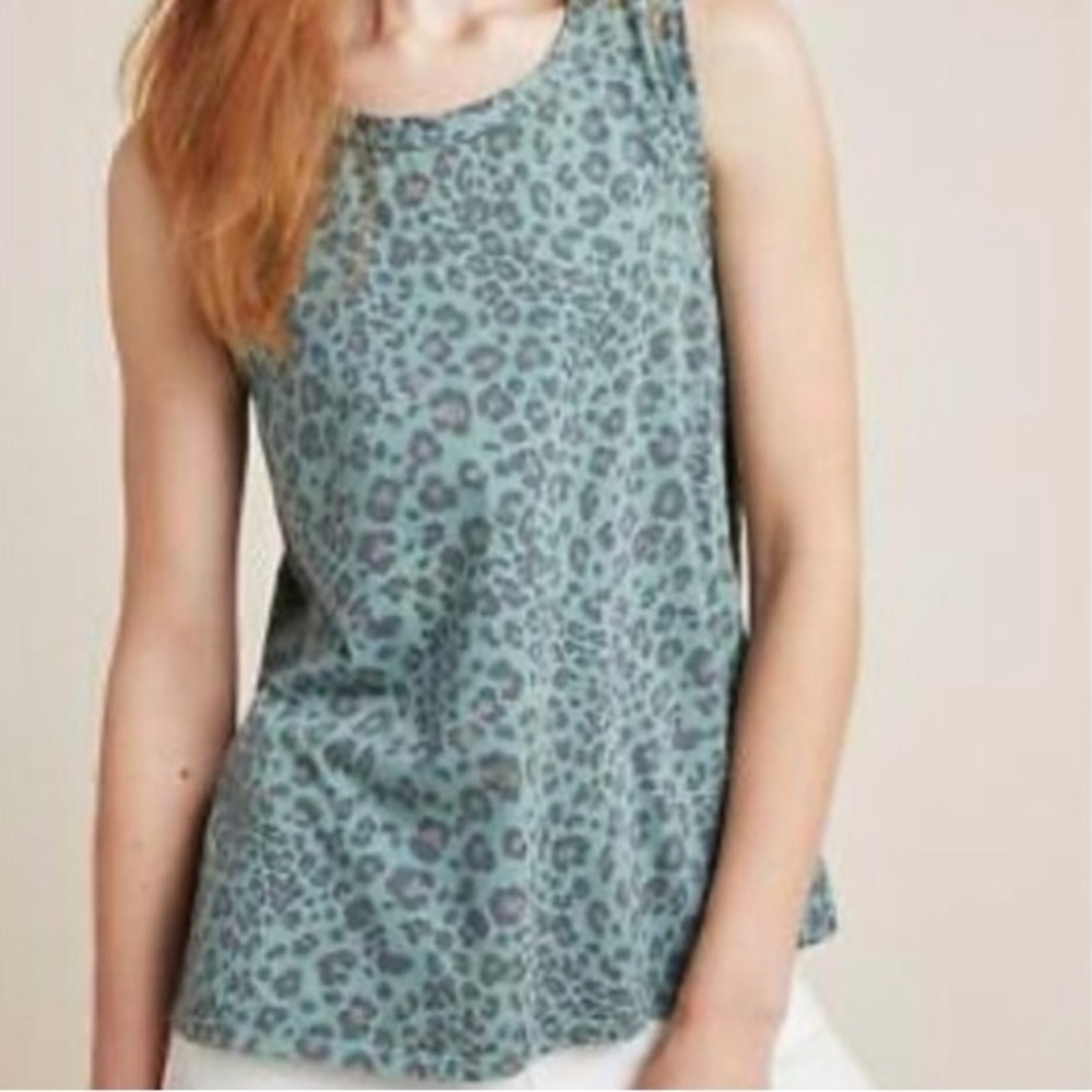Dolan by Anthropologie Green Leopard Open Back Sleeveless Top